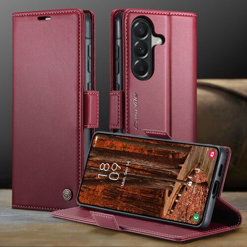 Coque Pour Samsung Galaxy A57 5G,Étui Housse Samsung Galaxy A57 5G,wireless charging,AntichocSupport Pliable,Clamshell,Brosse Anti-Vol,Étui De Téléphone À Cassette - Rouge