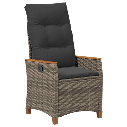 Vidaxl Chaises De Jardin Avec Coussin Gris Et Bleu Marine Rotin