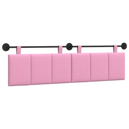 vidaXL Tête de lit suspendue Montage mural Rose 190 x 55 x 5 cm tissu