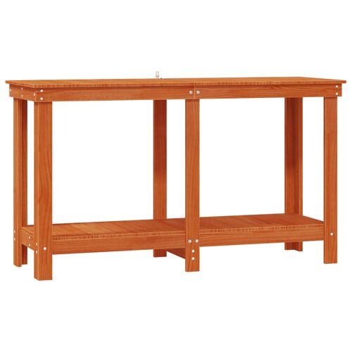 vidaXL Établi avec étagère Brun Ciré 140 x 50 x 80 cm Pin massif
