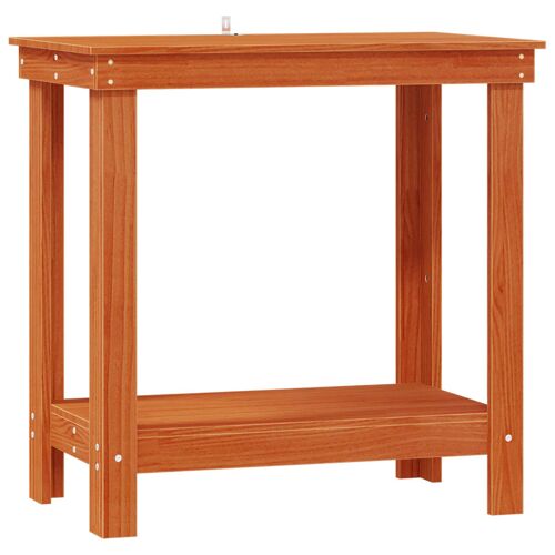 vidaXL Établi avec étagère Brun Ciré 80 x 50 x 80 cm Pin massif