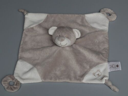 Doudou plat ours Vaco gris blanc beige
