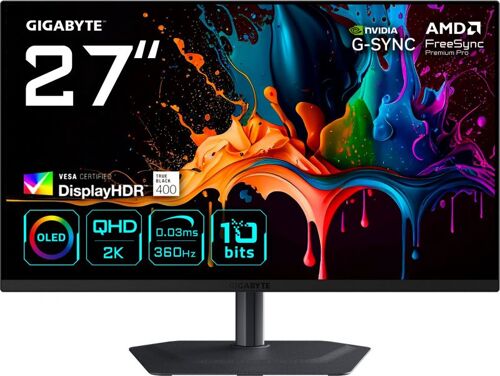 Écran gaming 27" GIGABYTE MO27Q3 QD-OLED QHD 2560x1440 360Hz 0,03 ms