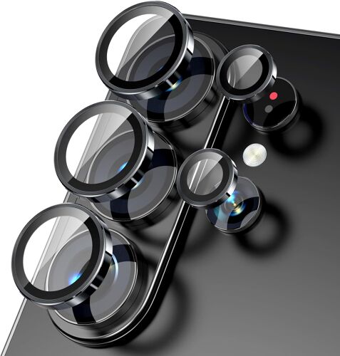 MEVRONISSHOP-Protection Caméra pour Samsung Galaxy S26 Ultra ¿ Verre Saphir 9H et Alliage d'Aluminium Aéronautique, Anti-Rayures, Installation Sans Bulles, Ultra Fin et Compatible avec Coques, Noir