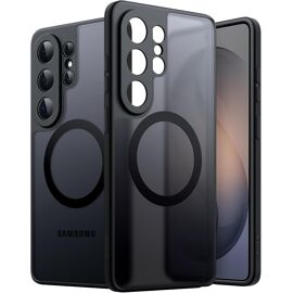 LORANKA-Coque Magnétique pour Samsung Galaxy S26 Ultra, Compatible avec MagSafe, Protection Complète Objectif de Caméra, Étui Housse Antichoc à Dos Translucide Mat (Noir)