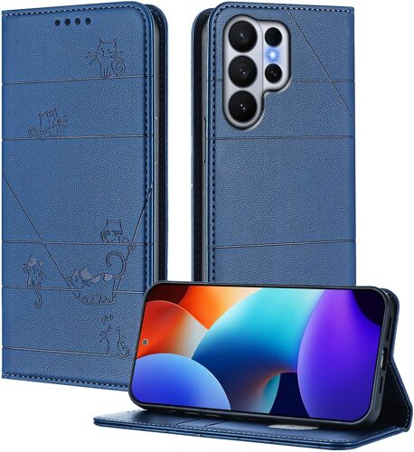 LORANKA-Coque pour Samsung Galaxy S26 Ultra 5G, Étui à Rabat en Cuir PU avec Protection RFID, Fentes Cartes, Portefeuille, Support, Protection Intégrale - Bleu