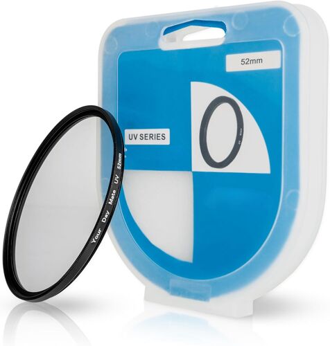 Filtre UV avec étui, Ø 52 mm, Universellement Compatible avec Nikon, Canon, Sony, Filtres en Verre pour Objectif d'appareil Photo, Bloque Les Rayons ultraviolets, Housse de Protection, UV Filter