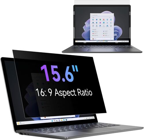 Filtre de Confidentialité 15.6 Pouces Aspect 16:9, Film Ecran Ordinateur Confidentialité Portable Compatible avec Lenovo/ThinkPad/Acer/Dell/HP/Asus/Sony,Amovible Anti-Lumière Bleu Protection Ecran PC