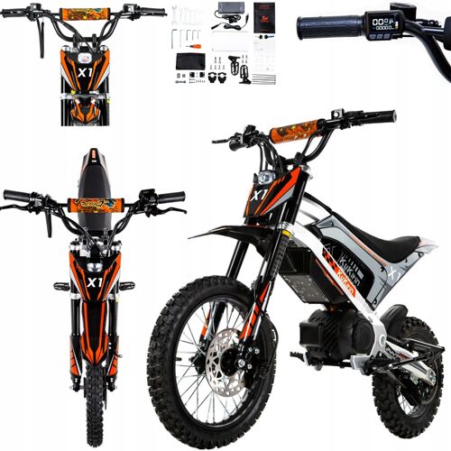 Moto Électrique Tout-Terrain Kukirin X1 - Moteur 2000w - Batterie 48v 20,8ah - Vitesse Maximale 50 Km/H - Autonomie 40 Km - Double Suspension Hydraulique - Pneu Avant 14 Pouces, Pneu Arrière 12 Pouces