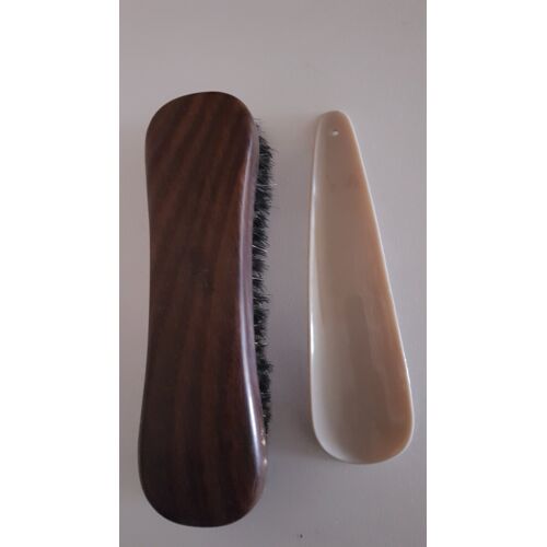 Brosse à vêtements en poils de soies + chausse-pieds