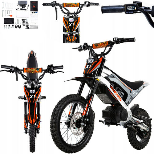 Moto Électrique Tout-Terrain Kukirin X1 - Moteur 2000w - Batterie 48v 20,8ah - Vitesse Maximale 50 Km/H - Autonomie 40 Km - Double Suspension Hydraulique - Pneu Avant 14 Pouces, Pneu Arrière 12 Pouces