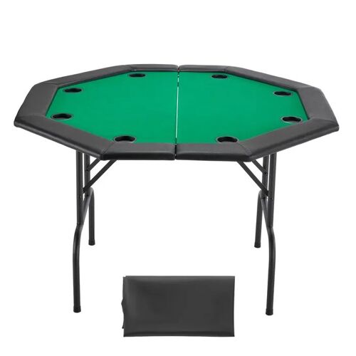 Table de Poker Pliable 126 cm-Duoku-pour 8 Joueurs-Table Octogonale avec Rails Rembourrés et Porte-Gobelets