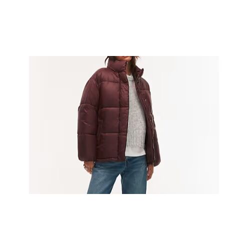 Veste Col Montant Pression Poche Latérale Coupe Oversize Doudoune Brune Marron Xl Parka Chocolat Matelasse Blouson Caramel Rembourre Manteau Brun Confort Froidure Vetemen Saison Froide Chataigne Camel