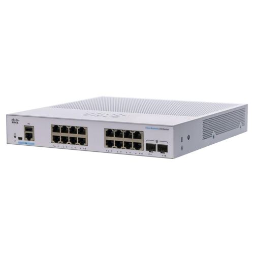 Cisco Business 250 Series CBS250-16T-2G - Commutateur - C3 - intelligent - 16 x 10/100/1000 + 2 x Gigabit SFP - Montable sur rack