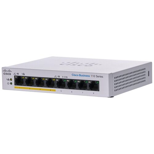 Cisco Business 110 Series 110-8PP-D - Commutateur - non géré - 4 x 10/100/1000 (PoE) + 4 x 10/100/1000 - Montable sur rack, de bureau, fixation murale - PoE (32 W) - Tension CC