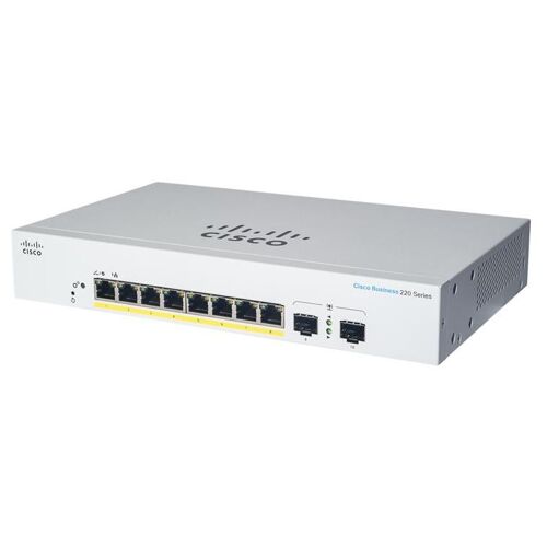 Cisco Business 220 Series CBS220-8P-E-2G - Commutateur - intelligent - 8 x 10/100/1000 (PoE+) + 2 x Gigabit SFP (liaison montante) - Montable sur rack - PoE+ (67 W)