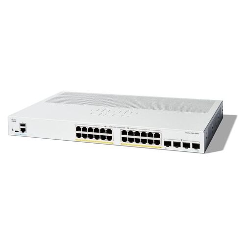 Cisco Catalyst 1300-24P-4G - Commutateur - C3 - Géré - 24 x 10/100/1000 (PoE+) + 4 x 1 Gigabit SFP - Montable sur rack - PoE+ (195 W)