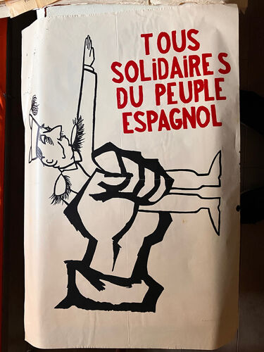 Affiche Originale, Rare, Mai-Juin 1968, Tou Solidaire Du Peuple Espagnol. Attribuée À Josep Bartoli