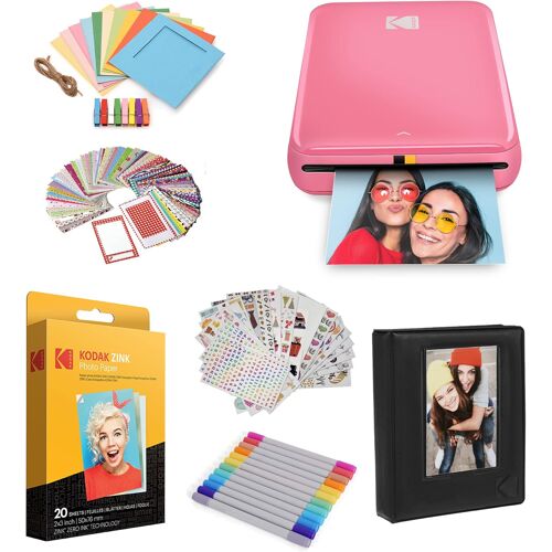Imprimante photo instantanée Kodak Step avec Bluetooth/NFC, application Zink Technology pour iOS et Android, kit de démarrage rose