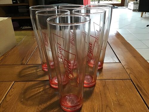 Lot De 6 Verres Bud 50 Cl, Neuf Et Officiel