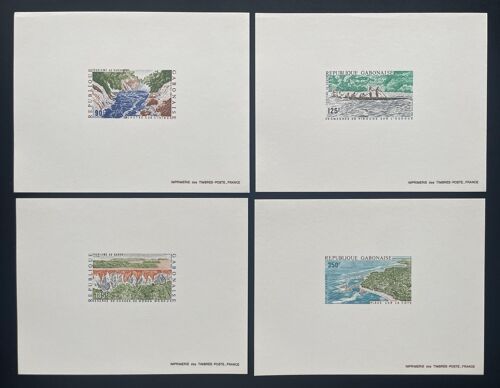 Gabon 1983 Mi. 872 - 875 Epreuve De Luxe Proof Tourisme Cascades Pirogue Reserve Chasse Plage Cote Ogooue