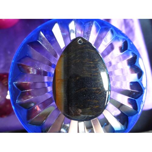 Pendentif Larme En Oeil De Tigre - 4.7 Cm. Magnifiques Couleurs Marron Et Noir Avec Des Reflets Somptueux. Lot 2199