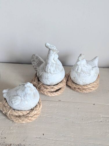 Pâques , shabby Lot de 1 coq et 2 poules
