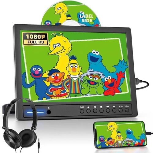 YSFMODE-Lecteur DVD Voiture 12,5" - Écran Appuie-Tête Ventouse, USB/TF, 1080P, HDMI/AV, Sans Batterie, Pour Enfants