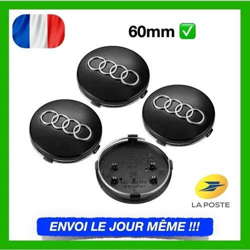 4pcs 60mm Audi Noir Logo Caches Moyeu Centre Roue Enjoliveur Ref4b0601170