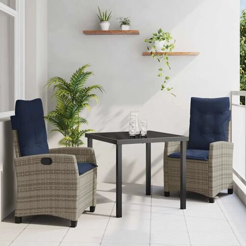 Vidaxl Ensemble De Salle À Manger Pour Jardin 3 Pcs Gris Polyrotin