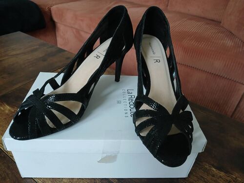 Escarpins Ouverts Noir Scintillant Mademoiselle R Taille 40