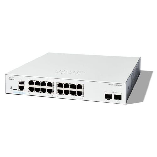 Cisco Catalyst 1300-16T-2G - Commutateur - C3 - Géré - 16 x 10/100/1000Base-T + 2 x Gigabit Ethernet SFP - Montable sur rack