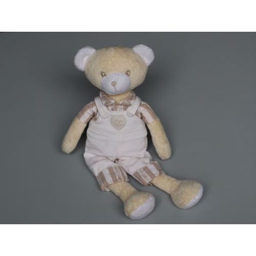 Doudou ours Tartine et Chocolat blanc beige salopette