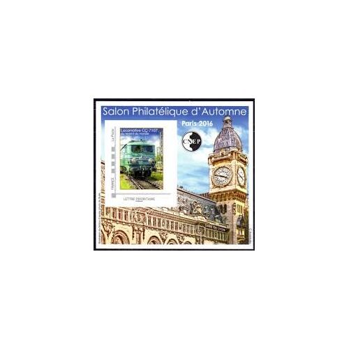 Salon Philatélique D'Automne À Paris "Gare De Lyon : Locomotive Cc 7107" Année 2016 Bloc Feuillet C N E P Autoadhésif N° 73 Yvert Et Tellier Luxe