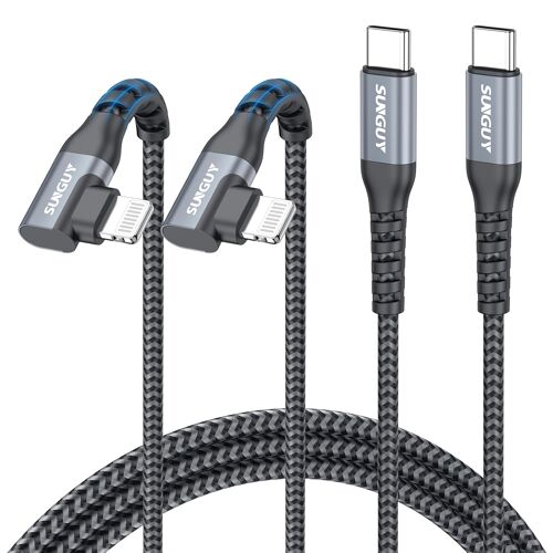 KALANKA-Cable iPhone USB C Coudé 90 Degrés 1.5M 2 pièces, [MFi Certifié] Cable USB C vers Lightning Chargeur Rapide Power Tressé Compatible avec iPhone 14/13/12/11 Pro Max Mini X XS XR Plus SE
