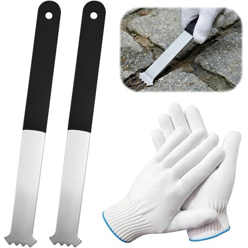 KALANKA-Ensemble De 2 Outils De Retrait De Pavés, Kit De Dépose De Pavés, 2 Outils Extracteurs en Acier avec Poignée Ergonomique + Gants Et Boîte De Rangement pour Jardin Terrasse
