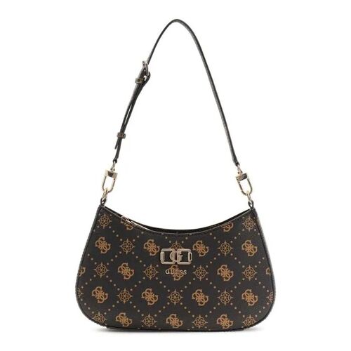 GUESS Sac à épaule brun foncé brun clair pour femme - Emelie Logo Top Zip Shoulder Bag Espresso Logo 341000