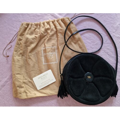 Sac de soirée rond Nina Ricci en croûte velours noir