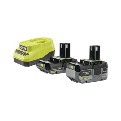 Pack 2 batteries RYOBI 18V One+ 4,0 et 2,0Ah - Chargeur rapide compact - RC18120A-242X