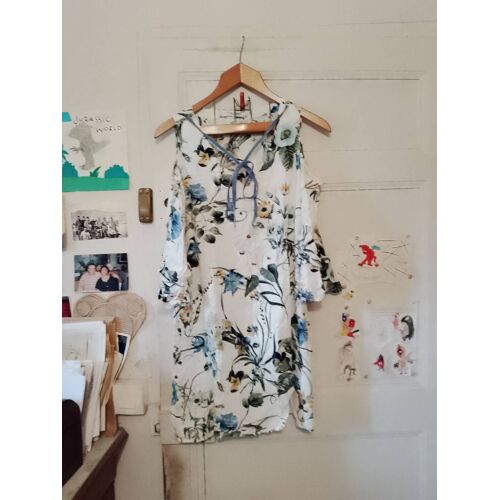 Robe Épaules Dénudées Blanche Motifs Multicolores 44 Xxl Queen S.