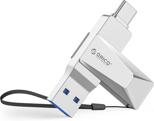 Cl¿¿ USB 256 Go USB 3.2 OTG, Jusqu'¿¿ 150 Mo/s, 2-en-1, Type C, M¿¿tal, Compatible iPhone 17/16/15, Smartphones et Tablettes Android, Mac, Ordinateurs Portables et PC, Argent, CB05