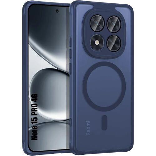 Coque pour Xiaomi Redmi Note 15 Pro 4G, avec Anneau Magnétique et Vitre Caméra - Bleu Marine - E.F.Connection