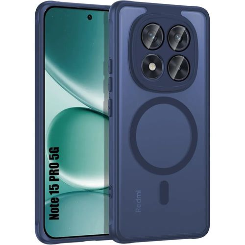 Coque pour Xiaomi Redmi Note 15 Pro 5G, avec Anneau Magnétique et Vitre Caméra - Bleu Marine - E.F.Connection