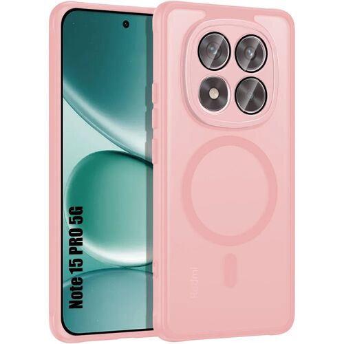 Coque pour Xiaomi Redmi Note 15 Pro 5G, avec Cercle Magnétique et Vitre Caméra Anti-Rayures - Rose - E.F.Connection