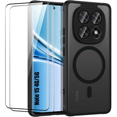 Coque + 2 Verres Trempés pour Xiaomi Redmi Note 15 5G/4G, avec Cercle Magnétique - Noir - E.F.Connection