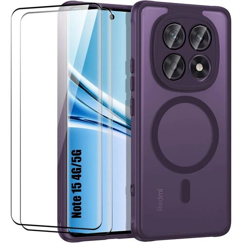 Coque Magnétique pour Xiaomi Redmi Note 15 5G/4G, avec Protection Caméra - Violet - 2 Vitres - E.F.Connection