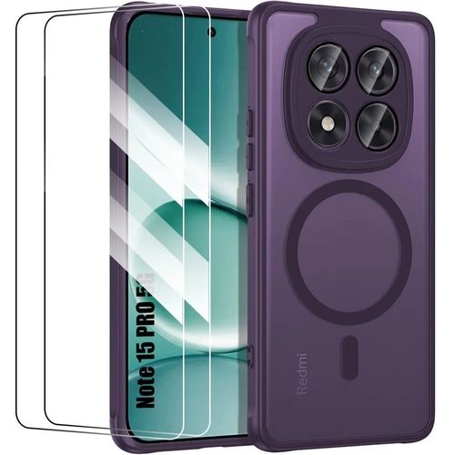 Coque + 2 Verres Trempés pour Xiaomi Redmi Note 15 Pro 5G, Protection avec Vitre Caméra - Violet - E.F.Connection