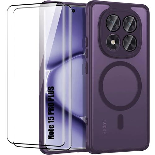 Coque + 2 Verres Trempés pour Xiaomi Redmi Note 15 Pro Plus 5G, avec Protection Caméra - Violet - E.F.Connection