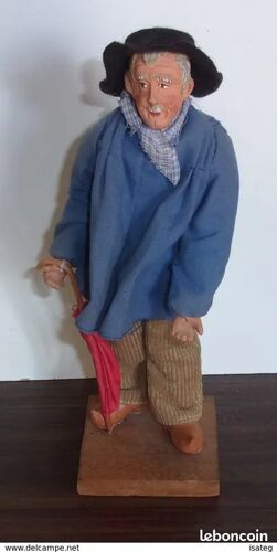 Santon De Provence Signé Cavasse - Homme Avec Parapluie