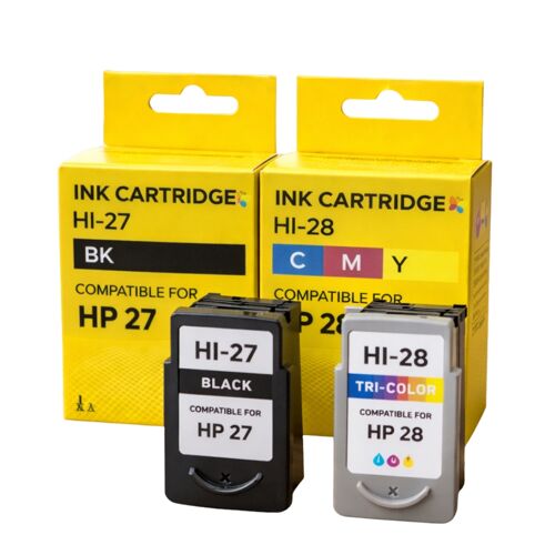 Pack de 2 Cartouches Compatibles HP 27 28 Imprimantes Deskjet 3300 à 3847 & OfficeJet 4210 à J5520 & PSC 1100 à 2215